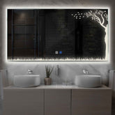 Specchio LED Rettangolare | Pulsanti touch | Funzione anti-appannamento | Luce bianca neutra - Reyze Serie Good Vibes Modello 8